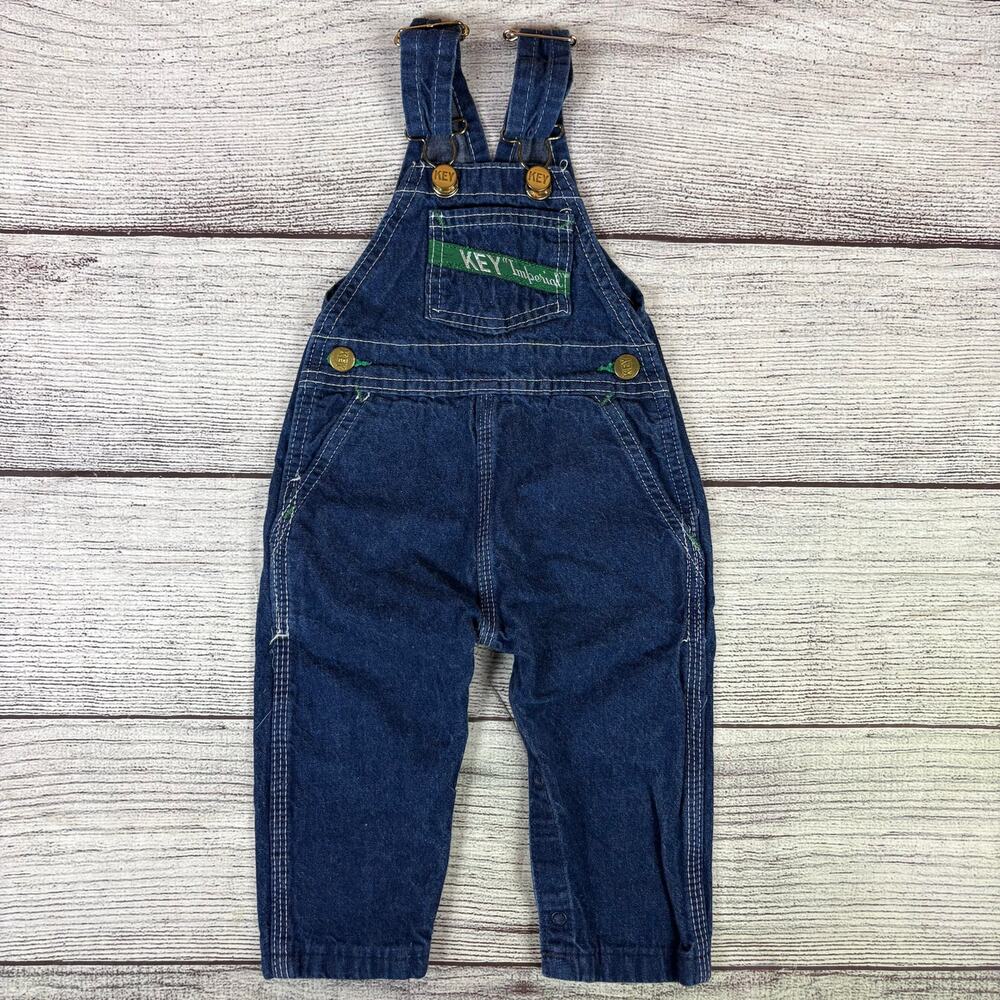 Vintage 1990s Key Dark Wash Denim Overalls